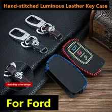 

Luminous Car leather key case key chain ring cover for Ford Focus 2 MK2, 3 buttons Key Shell