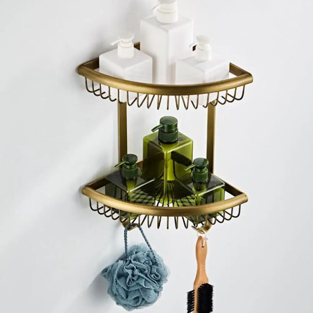 Günstig Luxus kristall messing gold bad regale shampoo halter ecke bad korb Bad Zubehör bad hardware EL30023