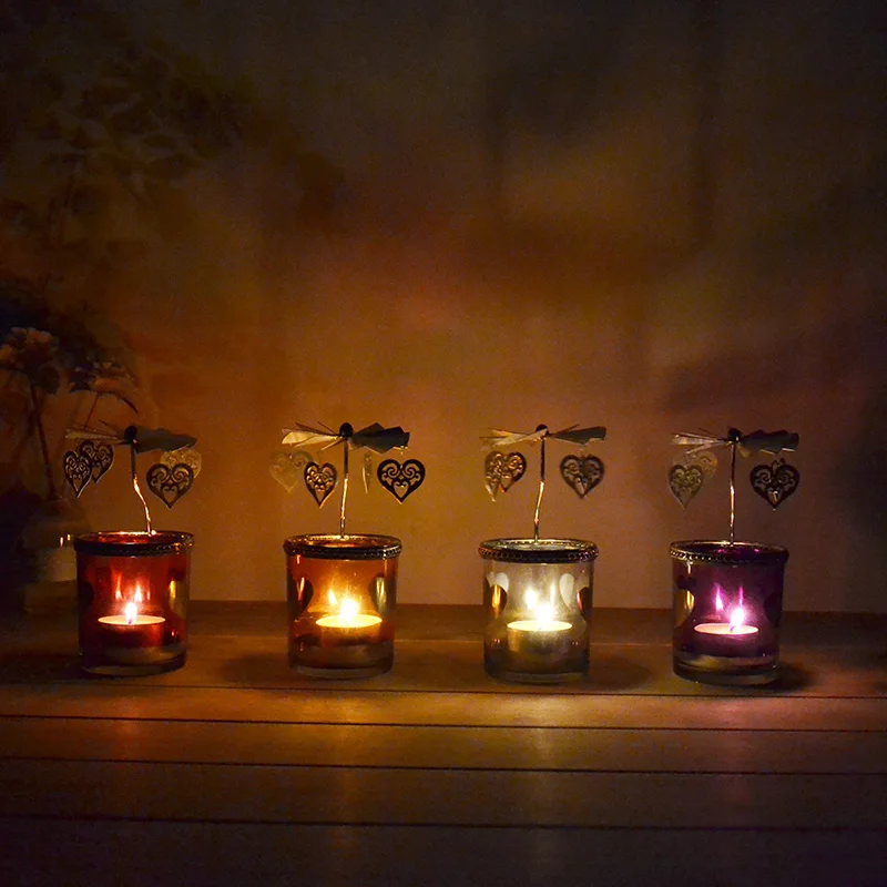 Creative Home Decoration Rotating Windmill Iron Candlestick Romantic
