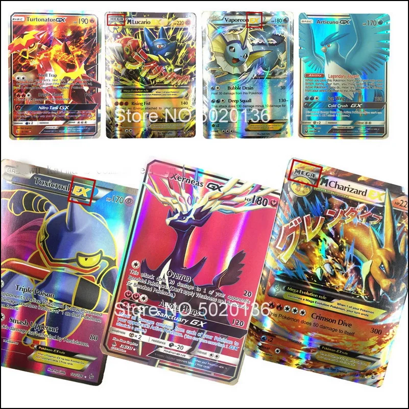 100/200/324pcs EX GX MEGA Poket Game pokemones Cards Trading Cards Game Collection Card English Version Battle Carte Kids Toys