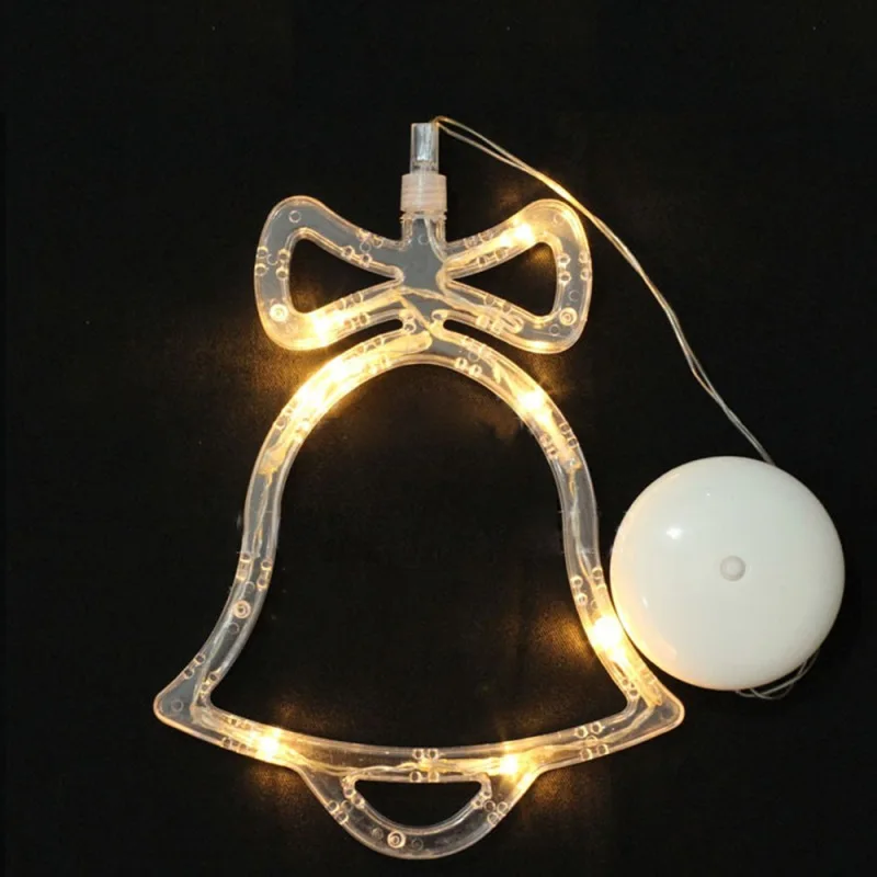 20 Led Christmas Bell Lights Christmas Party Holiday Window Decorative Sucker Lamp Battery Powered Holiday Light for Home Decora  (21)