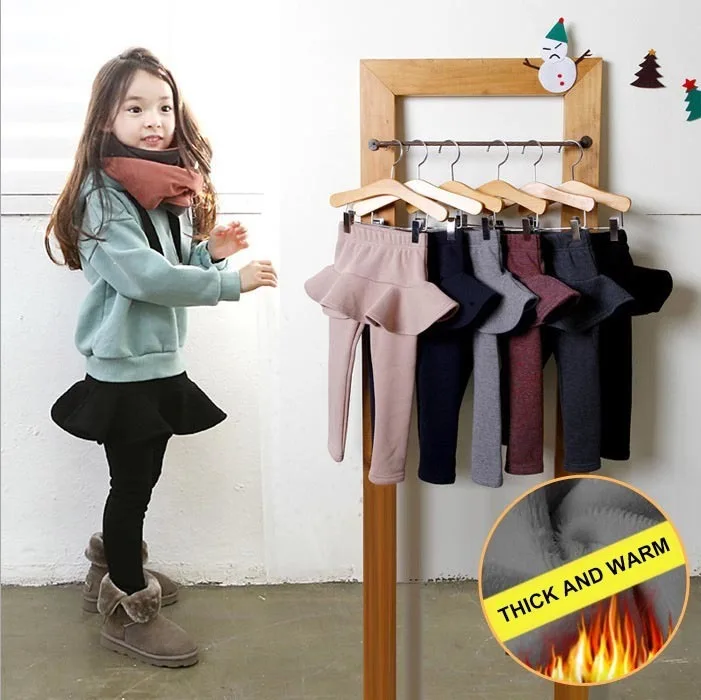

Autumn Girls Thick Leggings Girls Skirt-pants Baby Girl Cake Skirt Pants Kids Leggings 2-7 Y Boot Trousers Winter Warm Clothes