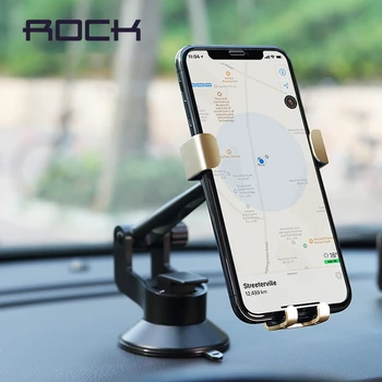 

ROCK Gravity Metal Dashboard Car Phone Holder Stand mount Sunction Cup Adjustable Mobile Phone Car holder Desktop Bracket