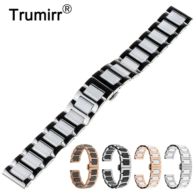 18mm 20mm 22mm Ceramic Watch Band For Armani Erfly Buckle Strap 18mm 20mm 22mm Ceramic Watch Band For Armani Erfly Buckle Strap Replacement Wrist Belt Bracelet Black Rose Gold White Tool