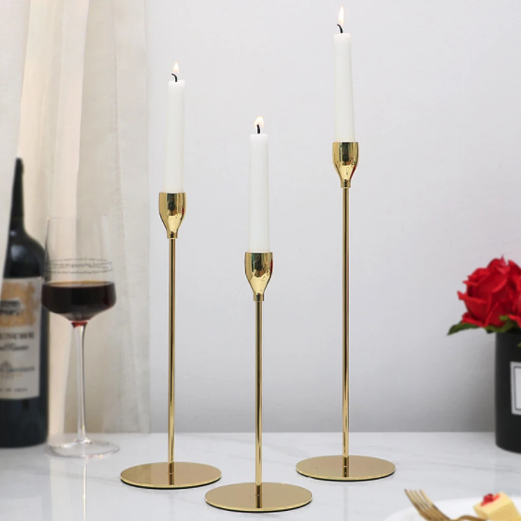 

Candle Holders Candlestick Wedding/Dinning Table Decorative Modern Style Gold Metal 3PCS/Set Bar Party Home Decor Candlestick