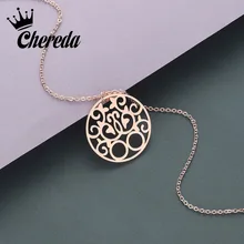 Chereda Minimalist Round Hollow Geometric Necklace for Women Simple Design Stainless Steel Chain Pendant Friend Jewelry Chereda Minimalist Round Hollow Geometric Necklace for Women Simple Design Stainless Steel Chain Pendant Friend Jewelry