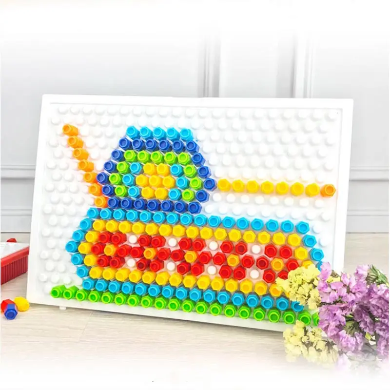 

3D Puzzles Toys about 240pcs Intelligent Mushroom Nail Buton Puzzles Educational Toy For kids Gift Random Color