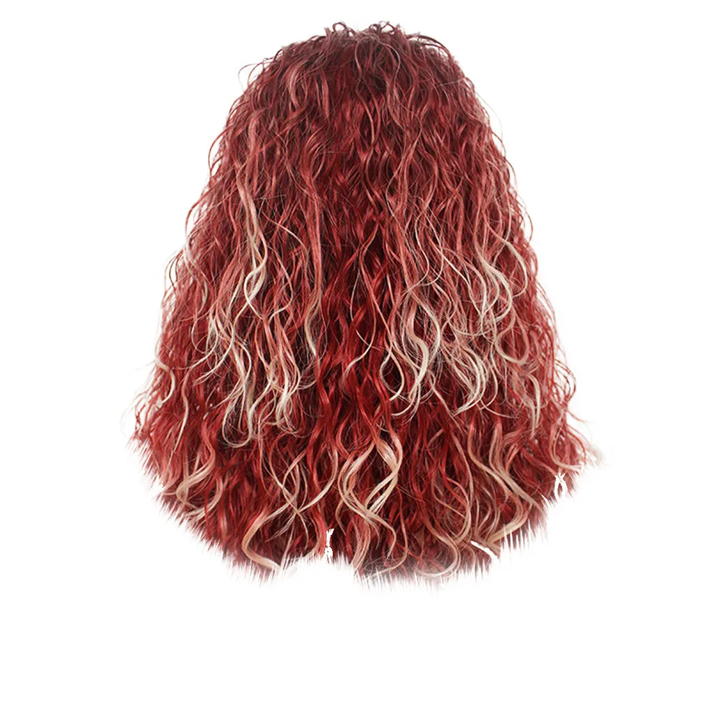 

Factory price 1pc Women Fashion Lady False Wig Pink Short Curly Wave Wavy Lace Front Synthetic Wigs Styling Tools Cosplay May16