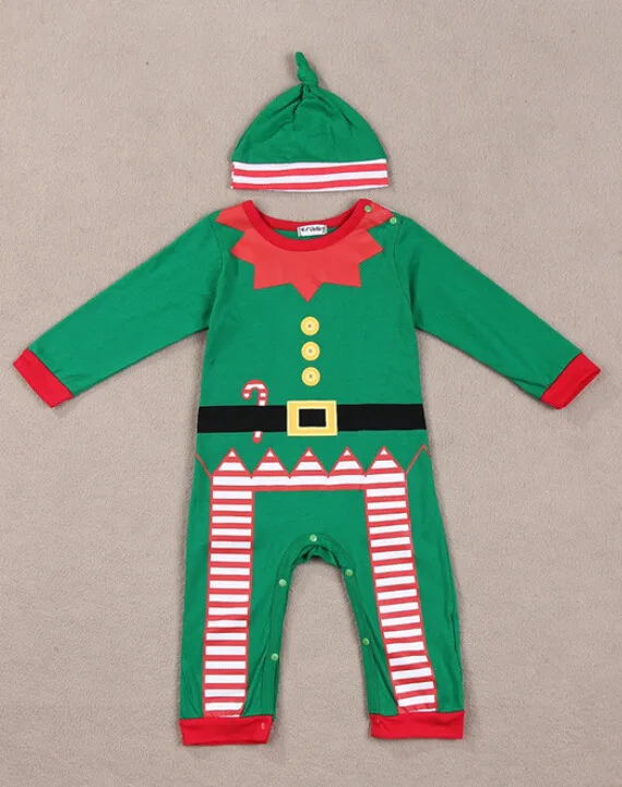 Рождественский Комбинезон для маленьких мальчиков и девочек с Санта-Клаусом, комбинезон с длинными рукавами, одежда