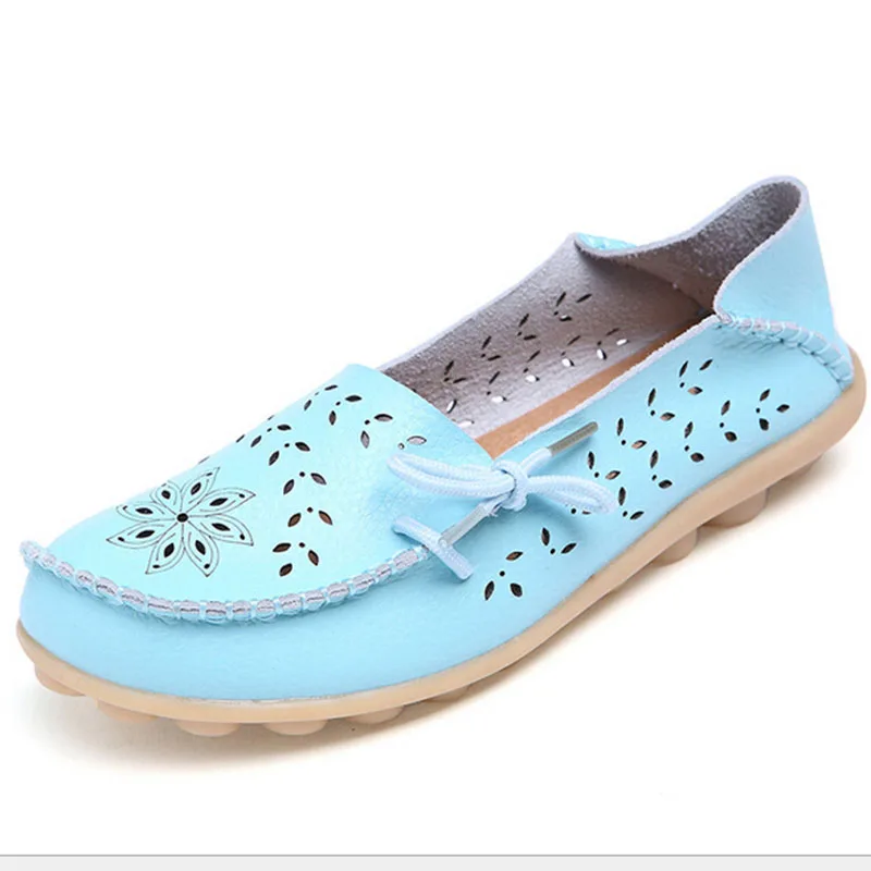 

New Design 2016 Women's Shoes Brand Summer Cutout Sandals Genuine Leather Gommini Casual Flats Lazy Shoes Sandalias Mujer