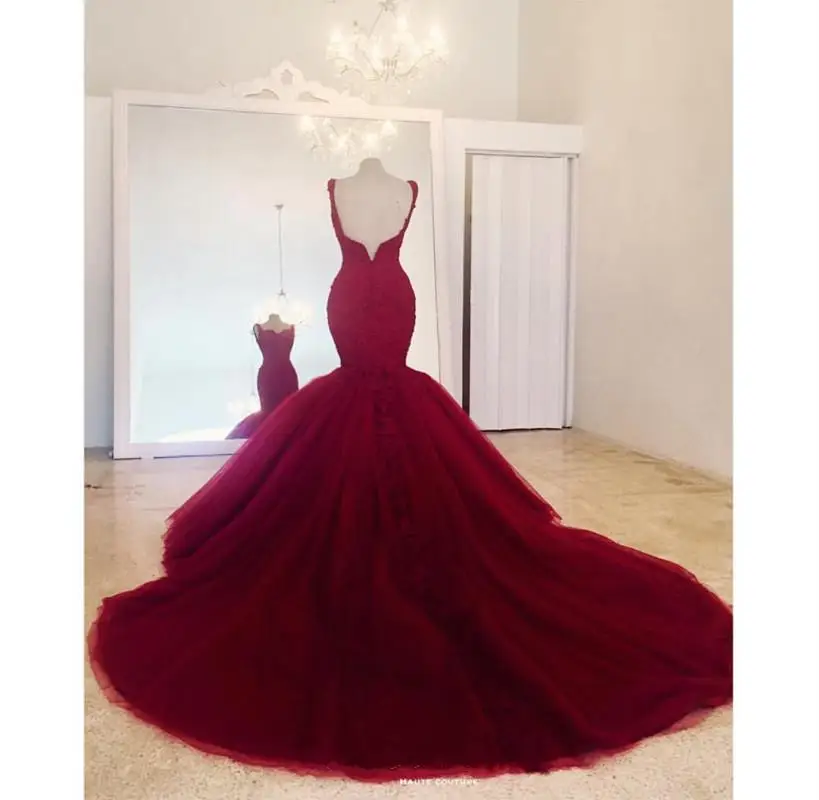 Красивое красное свадебное платье русалки с открытой спиной кружевное длинное свадебное платье с бисером сексуальное свадебное платье Vestido De Noiva