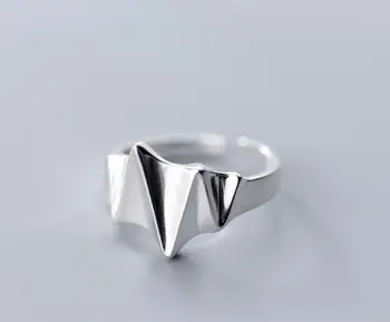 

100% Authentic REAL.925 Sterling Silver Fine Jewelry personality Irregular Geometric Band Wide Long adjust Ring GTLJ1586