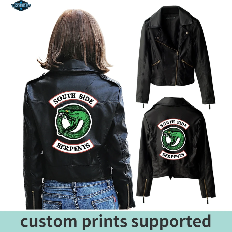 Vente Nouveau 2019 Riverdale PU imprimé Logo Southside Riverdale Serpents vestes femmes Riverdale Serpent Streetwear veste en cuir personnalisé