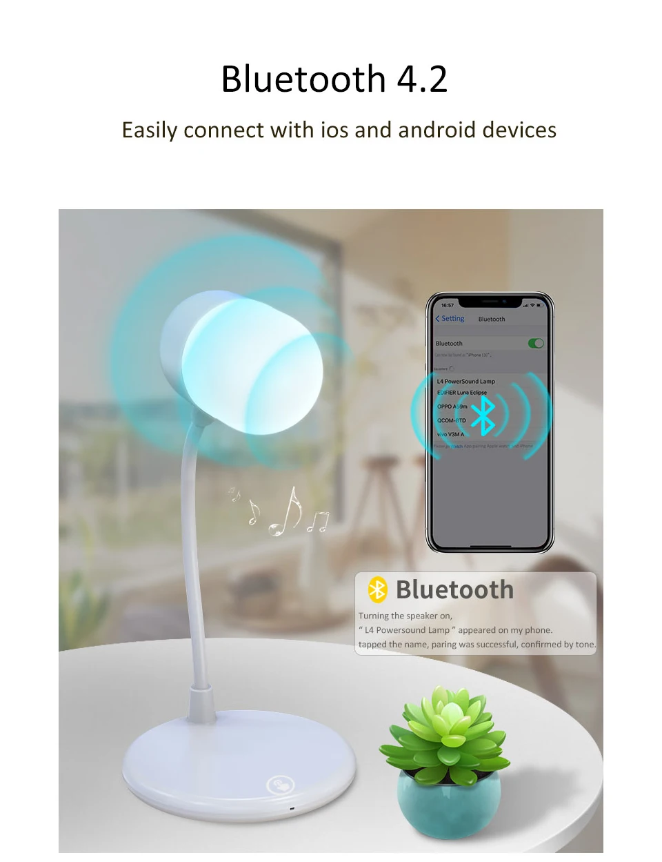 Makescc L4 светодиодный настольная лампа bluetooth динамик тяжелый тихий звук работы Группа Беспроводное зарядное устройство подарок заказной горячий стиль