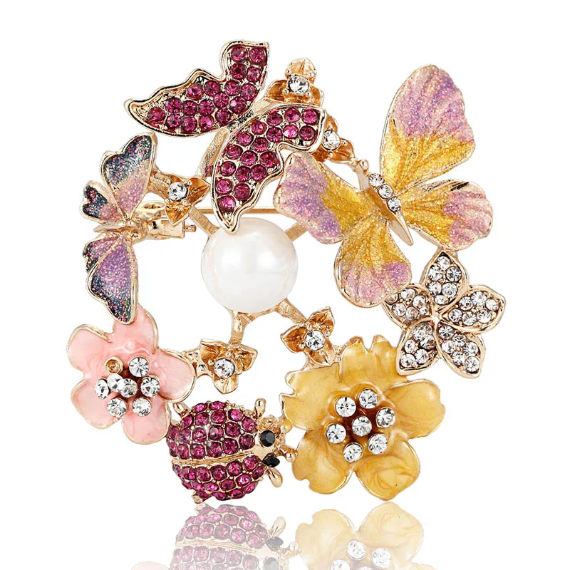 12pcs/lot Wholesale Enamel Flower Brooches Butterfly Brooch Accessories