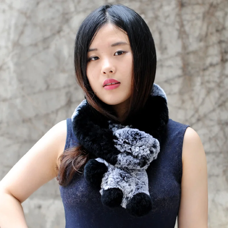 

CX-S-18G New 100% Genuine Rex Rabbit Fur Type Women Winter Scarf Fashion Soft Fur Neck Ring fur scarves
