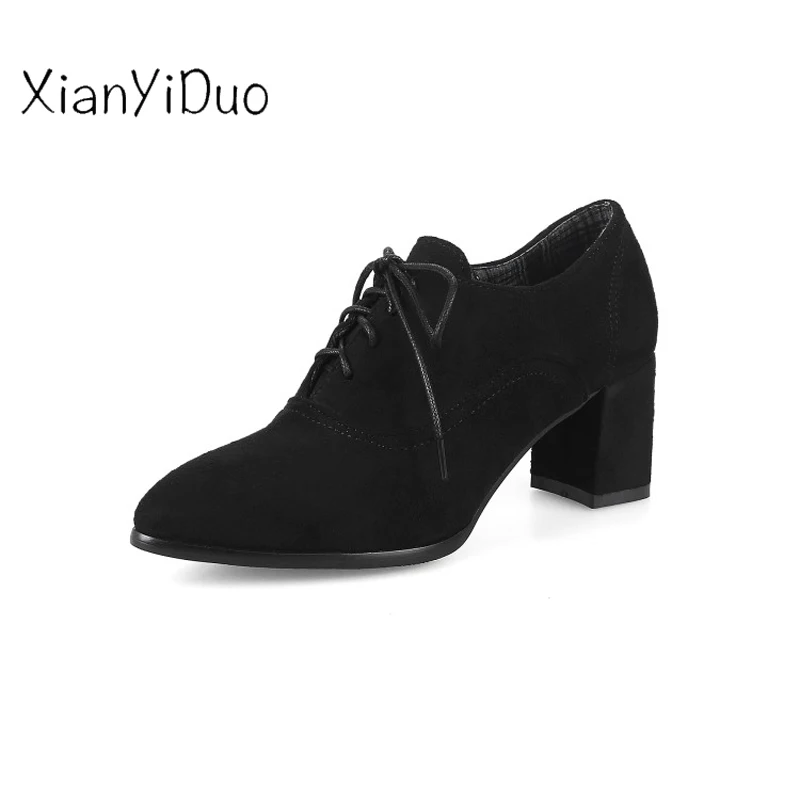 

Xianyiduo 2018 Spring/Autumn Women's Shoes Pointed Toe high heels Pumps Slingbacks Lace-Up big plus size34-48/T6-1