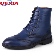 Unisex Big Size 35-48 High Top Quality Carved Bullock Men Boots Male Shoes Ankle Botas Cowboy Motorcycle Oxford Winter Fur Boots