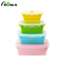 4 шт./компл. Портативный силиконовые Коробки для обедов чаша микроволновая печь Красочные Складной Еда контейнеров Lunchbox 5/6/7/8 дюймов экологичные