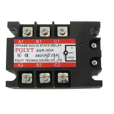 

Three 3-phase Solid State Relay SSR-3DA DC to AC 3-32VDC 25A 480VAC