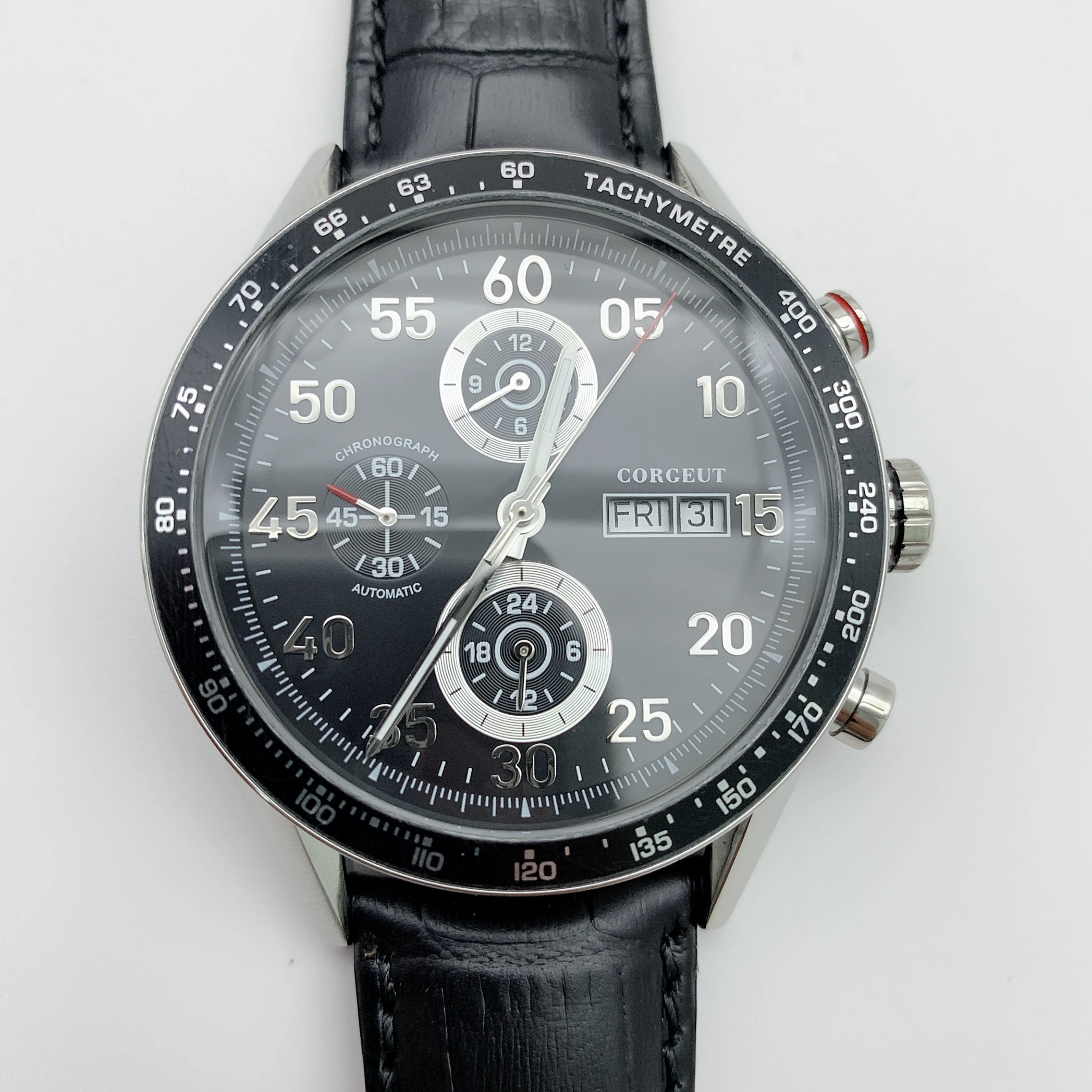 

Men Watch Corgeut Luxury TAG Automatic Mechanical Watch 24 hours Leather Military Week&Date Watches Clock Men Relojes Masculino