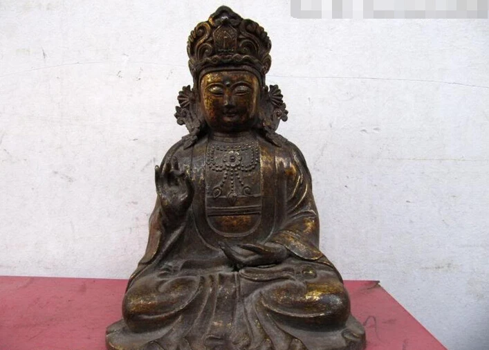 

USPS to USA S2912 Chinese Buddhism Bronze Sit Kwan-Yin Guan Yin Bodhisattva Avalokitesvara Statue B0401