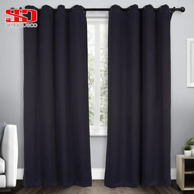 Cheap Solid Black Blackout Curtains For Living Room Imitation Silk Simple Fabric Modern Plain Drapery Window Treatments Single Panel Cheap Solid Black Blackout Curtains For Living Room Imitation Silk Simple Fabric Modern Plain Drapery Window Treatments Single Panel
