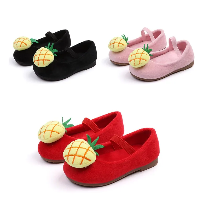 

Kids Toddler Girls School Flat Shoe Pineapple Princess Wedding Party Shoes For Children