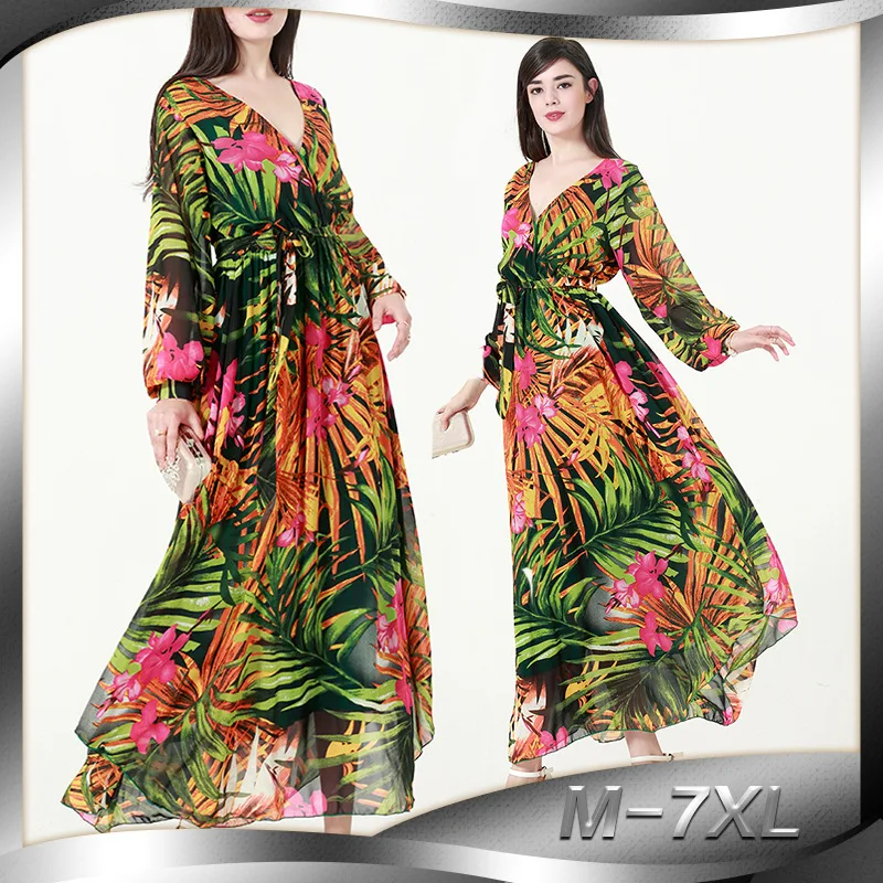 2018 Spring Autumn font b Women b font Chiffon font b Dress b font V Neck