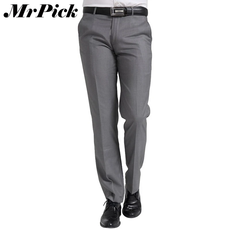 

2015 New Brand Business Casual Men Suit Pants Formal Wedding Pants Solid Color Wrinkle Straight Trousers Z1616