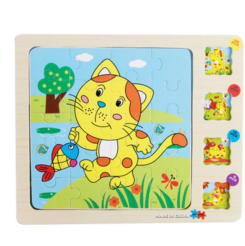 Multilayer Story Puzzle Wooden Baby Cognition Puzzles Montessori Wood Animal Puzzle For Children Jigsaw Education Toy Kid Puzzle - Color: ZMP091-8