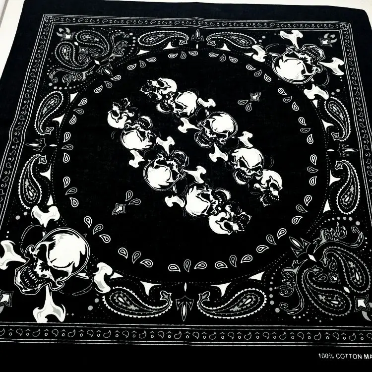 mens blanket scarf 100% Cotton Paisley Skull Punk Hip-hop Headwear Hair Neck Wrist Wrap Band Neckerchief Square Headtie Kerchief for Men 55cm*55cm mens red scarf