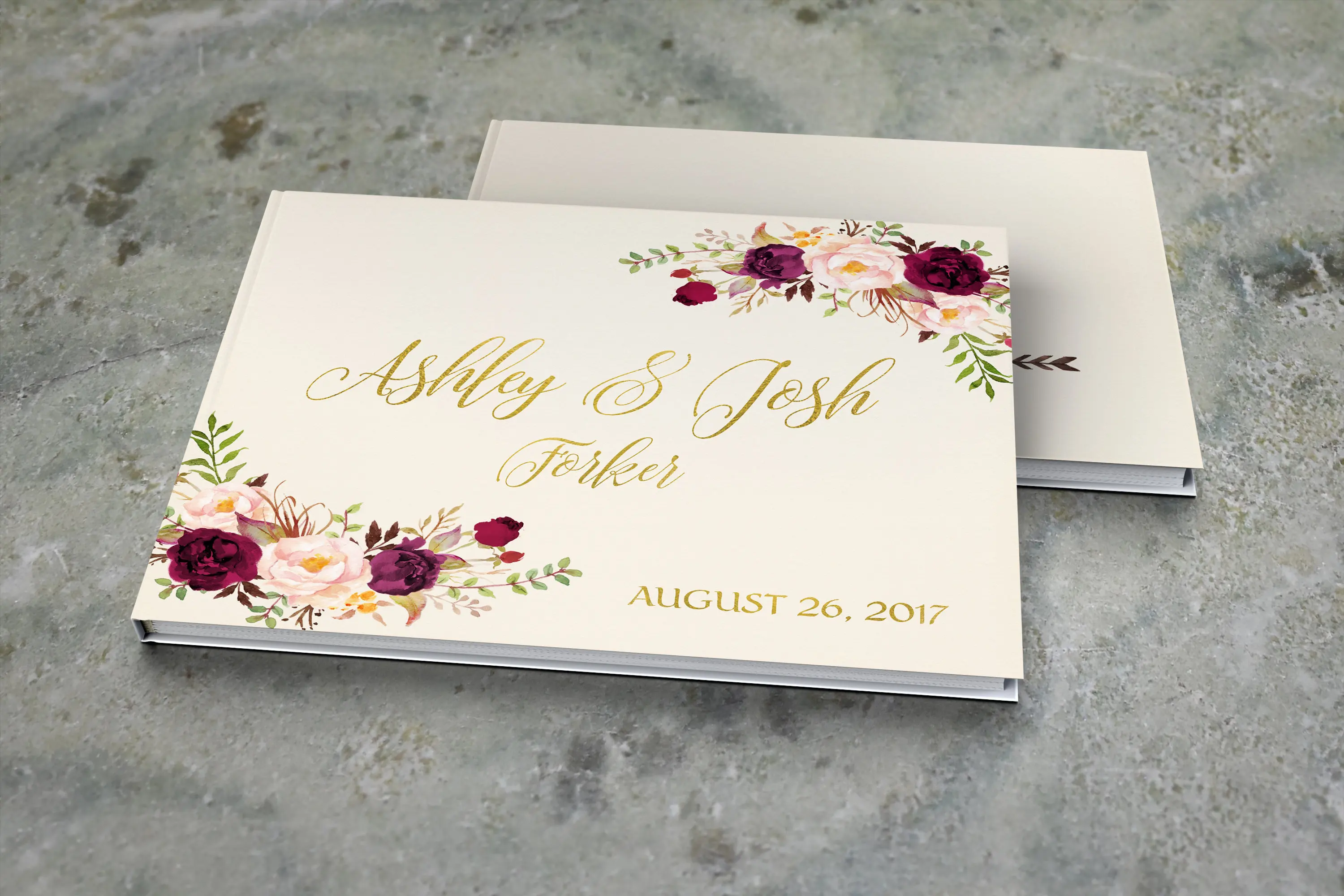 Персонализированные белые свадебные книги для гостей с цветами на заказ Жених невесты имя Свадебная Дата Гостевая книга, юбилейные фотоальбомы