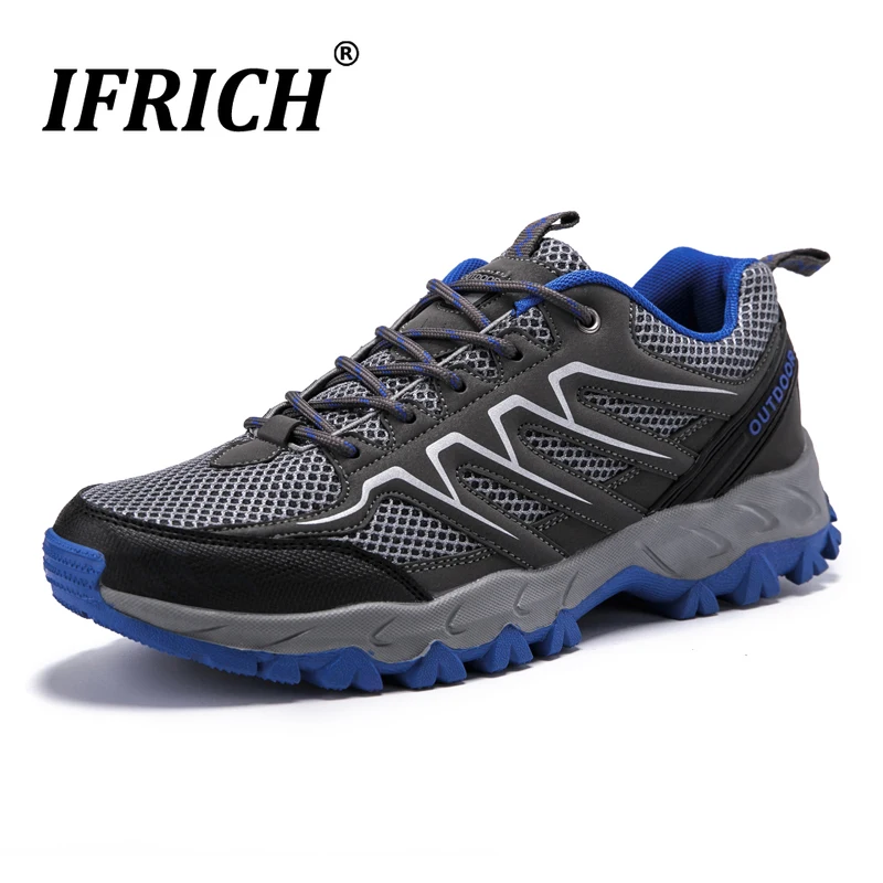 

Summer Men Mountain Hiking Shoes Comfortable Outdoor Sport Sneakers Rubber Sole Black Gray Trekking Shoes for Man