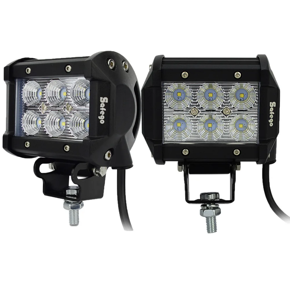 Safego 2x 4inch 12V 18W Led Work Light bar 18W Led bar Offroad 4x4 ATV