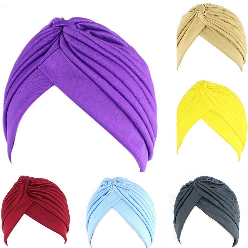 

2018 Fashion Women Hats Twist Women's Turban Solid Color Hair Accessory Turban Hat Bandana Hair Cover