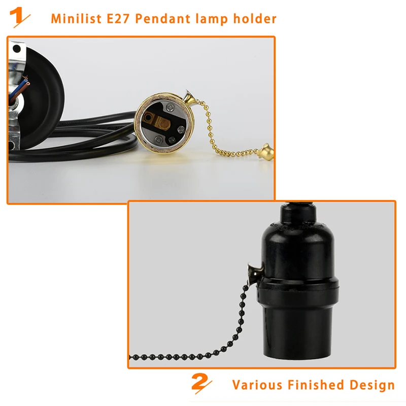 E27 ламповая розетка, винтажный светильник Эдисона, Классический ретро держатель лампы Edison, промышленная подвесная ручка, ламповый базовый переключатель/молния