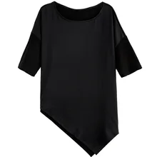 Европа и США бренд tide Женский Темный ветер личности нерегулярные круглый вырез дамы короткий рукав Футболка