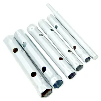 

6mm - 17mm 6pcs Tube Spanner Wrench Metric Socket Set Tubular Box Spanner Set Repair Hand Tools Silver