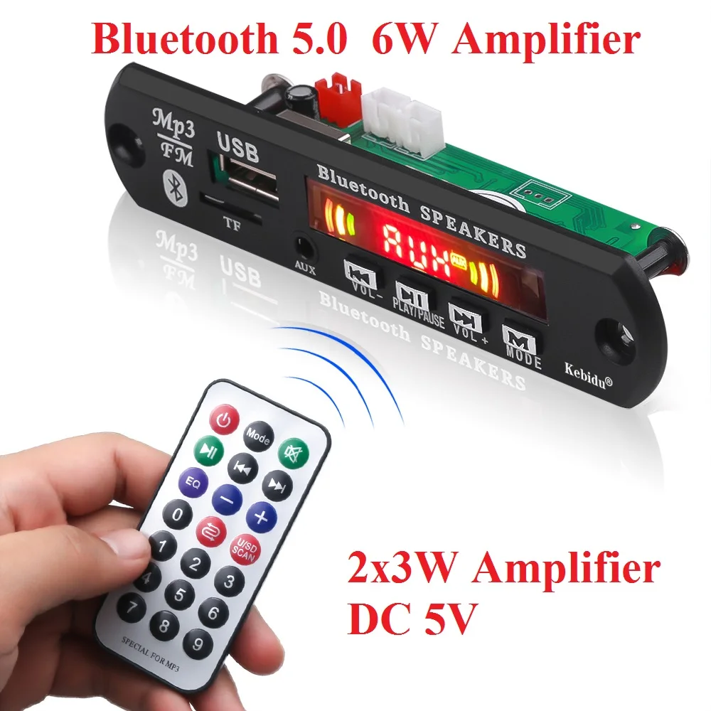 

KEBIDU Color Screen MP3 Decoder Board WAV WMA Decoding Bluetooth Car MP3 Player Hands-free USB/FM/TF/AUX Audio Module Recor