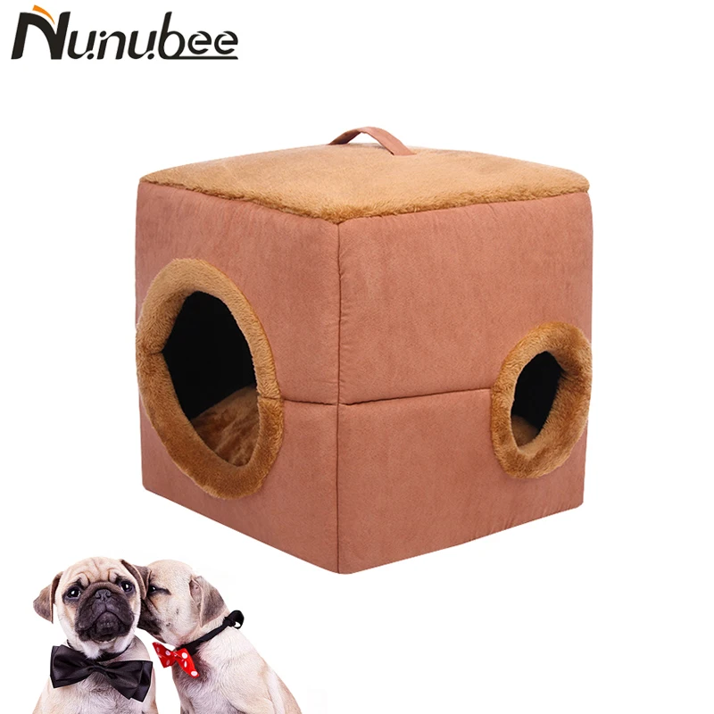Nunubee квадратный Форма замши собака дома кошка кровать теплые мягкие Chien Товары для собак Pet спальный с ручкой hondenmand питомник Mascotas кровати