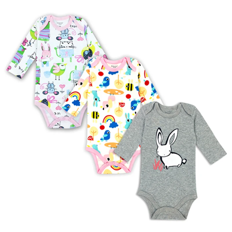 

newborn bodysuit baby girl boy clothes long sleeve cotton printing 3 pack infant clothing 0-24 Months