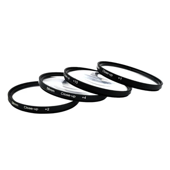

4pcs New 52/58mm Standard Close Up Macro Lens Filter +1 + 2 +4 +10 Kit For EOS Nikon D40 Pentax K20DTransparent Optical glass