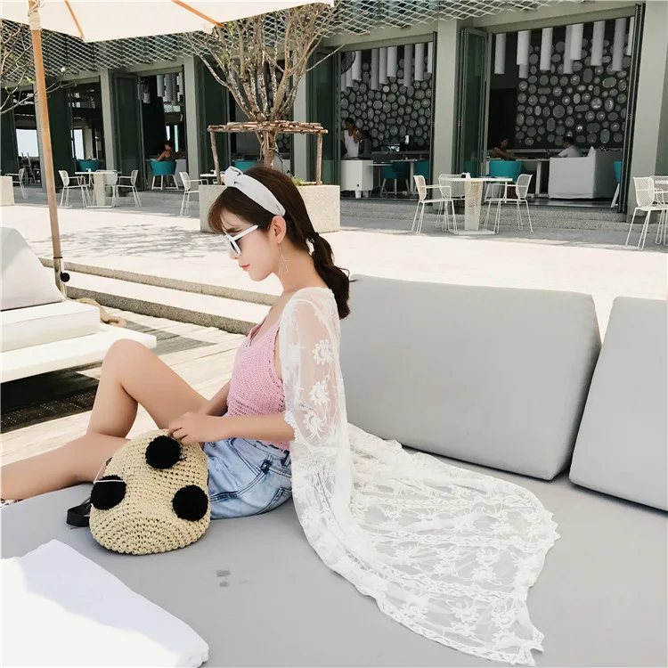 Boho кардиган на шнуровке топы лето 2020 женское шифоновое кимоно белое длинное