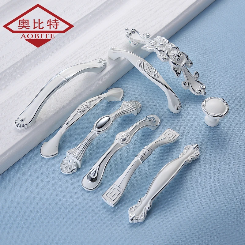 

AOBT European Solid Ivory White Cabinet Handles Kitchen Cupboard Cabinet Door Pulls Knobs Drawer Furniture Handle Hardware