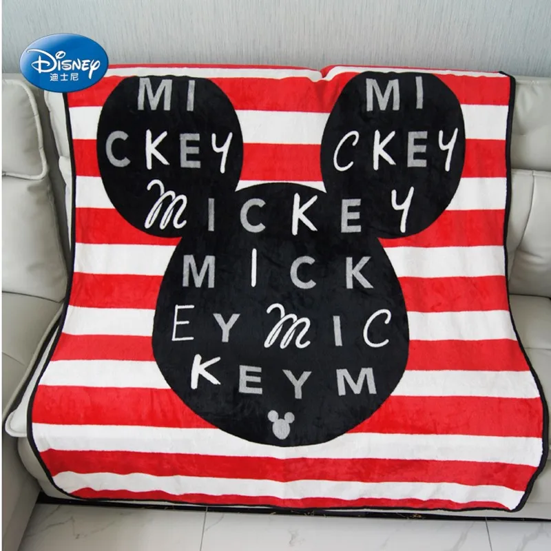 

Disney Cartoon Red Striped Mickey Mouse Soft Flannel Blanket Throw for Girls Baby Children on Bed Sofa Couch 110x150CM Kids Gift