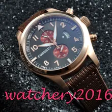 2017 Newest Hot brand Luxury 46mm Corgeut Black Dial mixed strap rose golden plated bezel quartz Mechancial Men’s Wristwatches