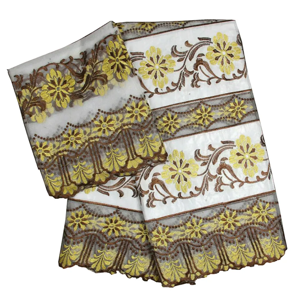 

Latest African Wedding Cotton Laces 2018 Embroidered Bazin Fabric X361-3