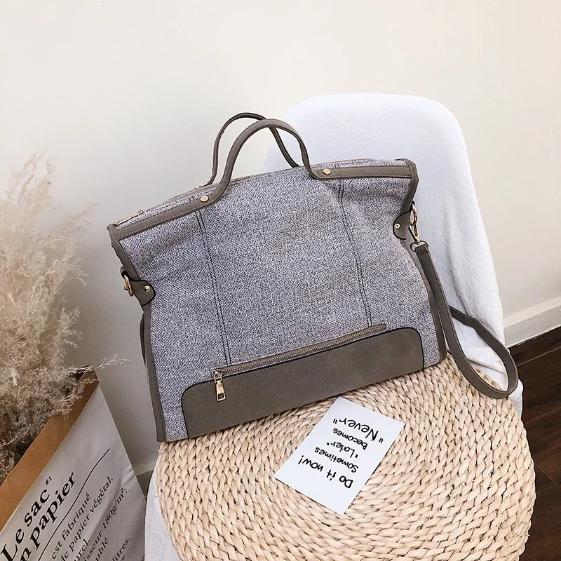 

AUAU-Women Canvas Tote Ladies Casual Shoulder Bag Shopping Shopper Handbags For Female Messenger Korean Fashion Handbag Bag