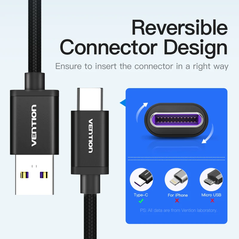 Vention 5A usb type C кабель для huawei P10 P20 Pro mate9 pro mate10 USB Быстрая зарядка 3 1 передачи данных